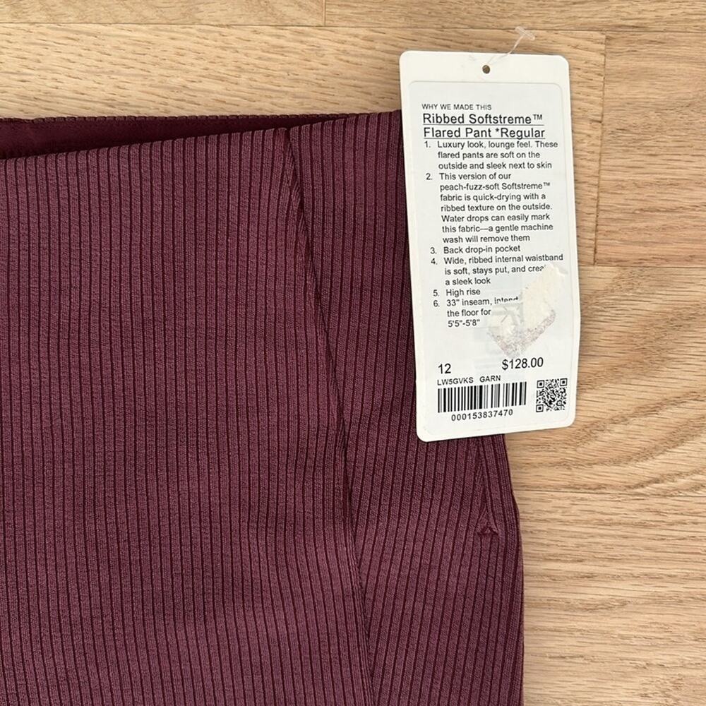 Lululemon Ribbed Softstreme Flared Pant 33" Regular Garnet/Maroon Size 12 - Picture 7 of 11